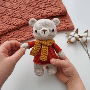 Cuddle crochet bear, baby amigurumi teddy bear, cuddle soft toy, crochet soft bear, nursery toy, stuffed soft toy, handmade stuffed plushes
