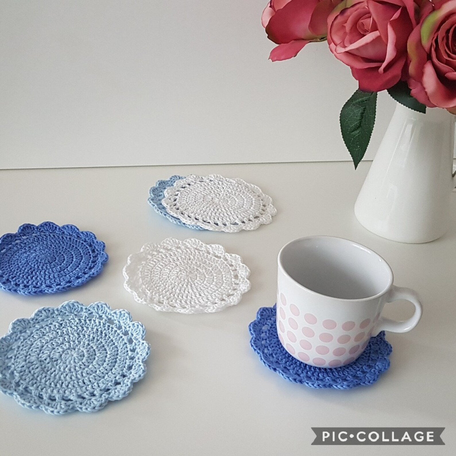 Crochet Tea or Drink Coaster Set of 2 Coaster Cotton Lace Etsy