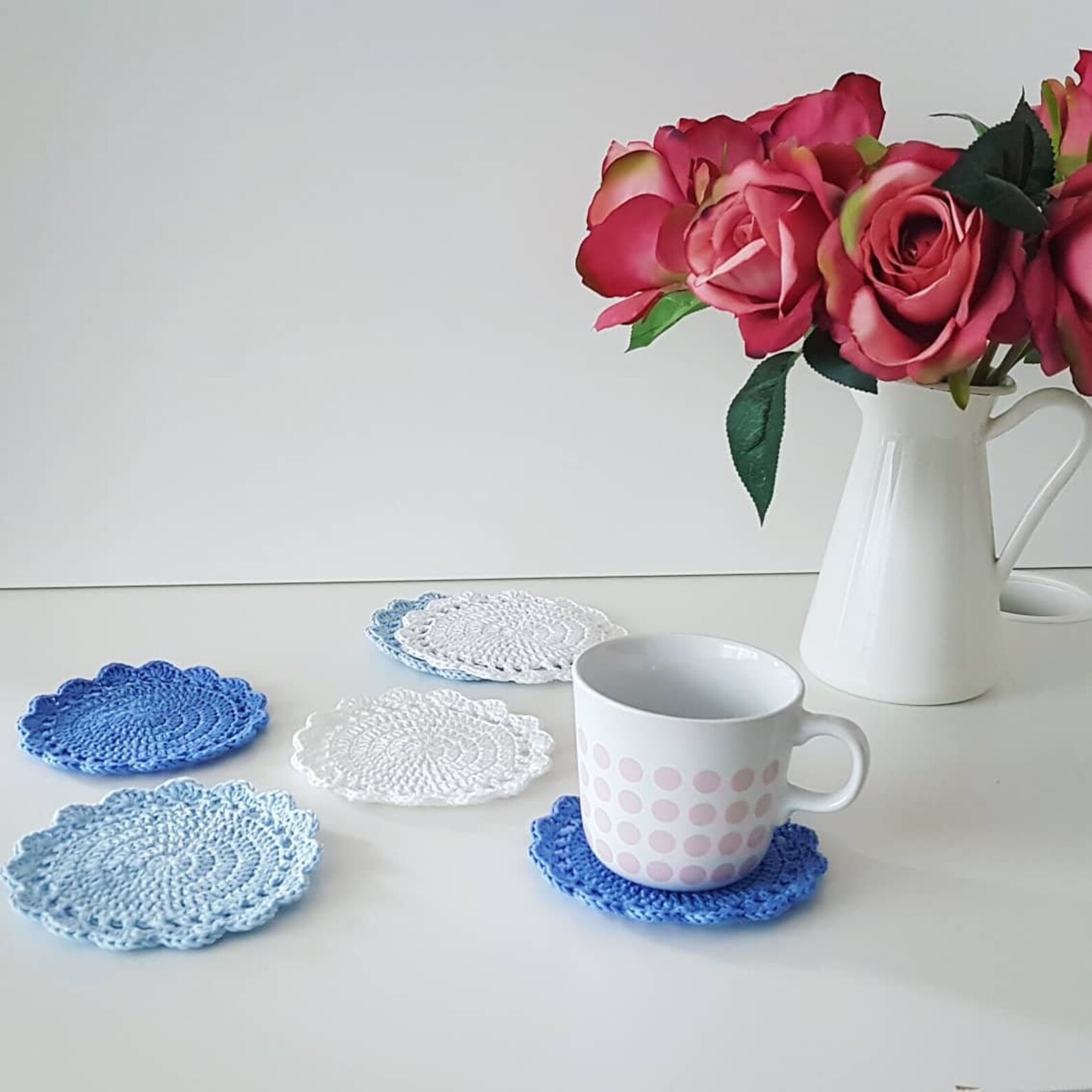 Crochet Tea or Drink Coaster Set of 2 Coaster Cotton Lace Etsy