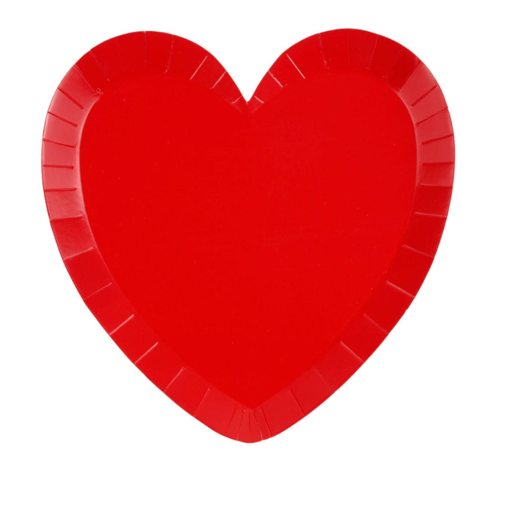 Solid Red Heart Plate Etsy