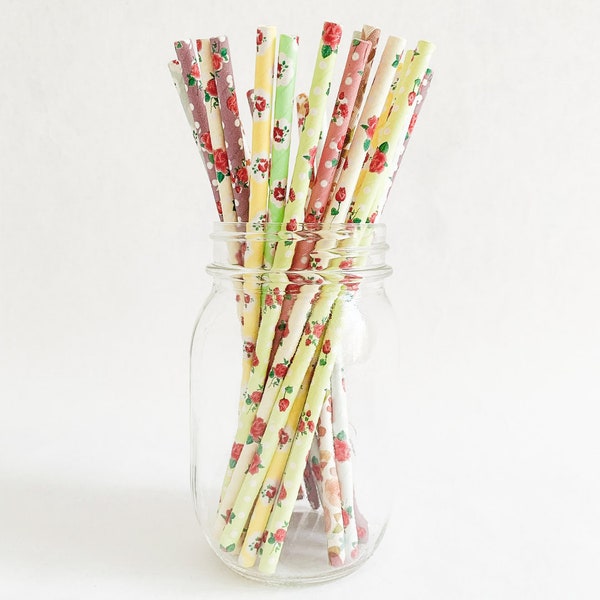 Floral Paper Straws Etsy