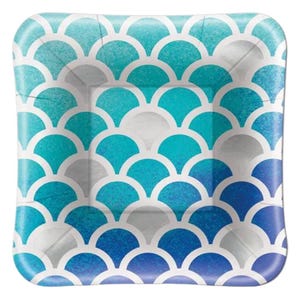 Blue & Silver Scallop Mermaid Dessert Plate
