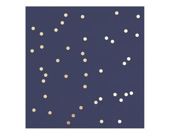 Navy Gold Confetti Beverage Napkins