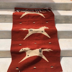 3 Caballitos rug / Beautiful pedal-loom rug from Oaxaca / 100% Merino sheep wool / Traditional mexican rugs