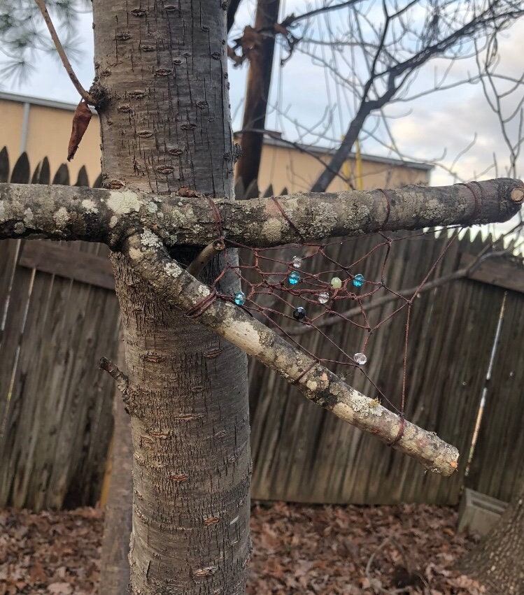 Dream Catcher, Whimsical Spider Web Dream Catcher, Natural Earthy Boho