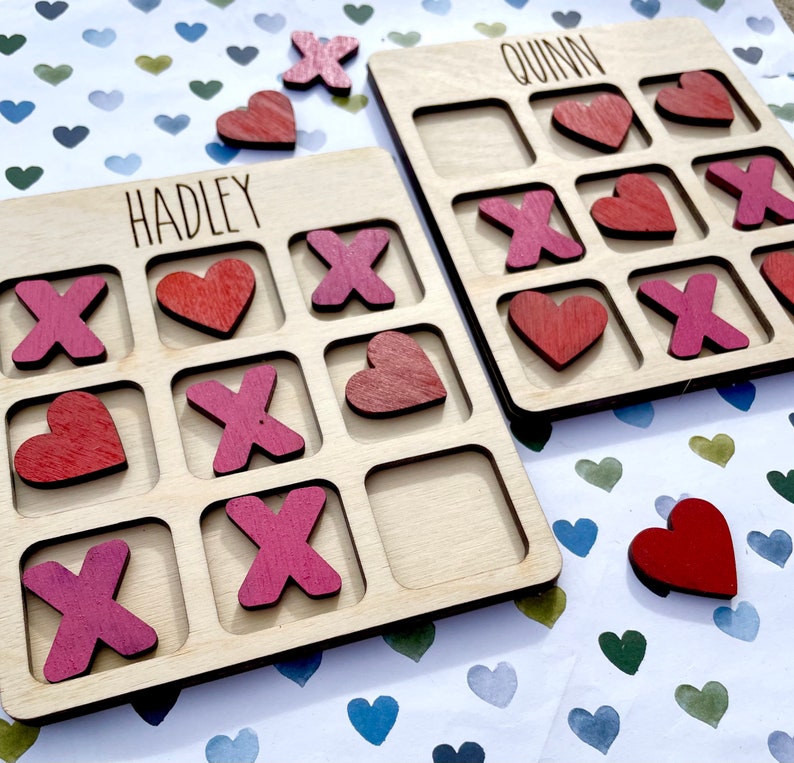 Valentines Day Tic Tac Toe, Valentine Basket, Kids Toddler Valentine Basket Stuffer, Valentines Gift for Kids, Valentines Game Class Gift image 3