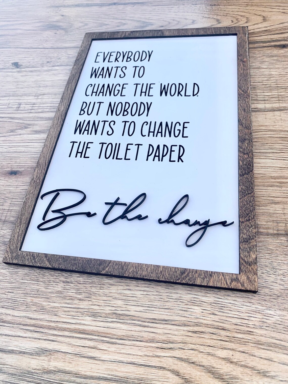 Be the Change Bathroom Sign Bathroom Decor Funny Bathroom | Etsy