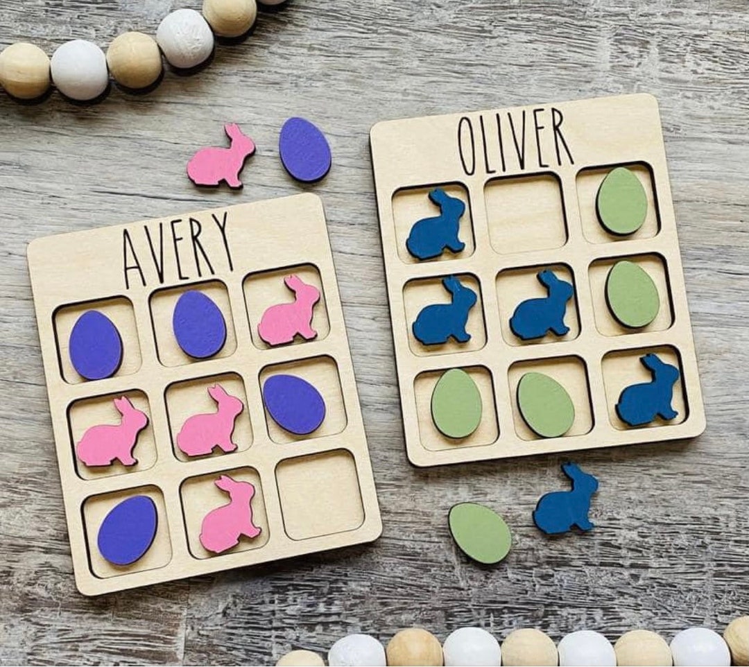 Personalized Easter Tic Tac Toe Bunny and Eggs - Easter Basket Stuffer ...