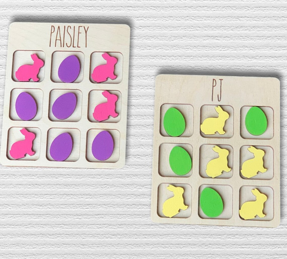 Personalized Easter Tic Tac Toe Bunny and Eggs - Easter Basket Stuffer ...