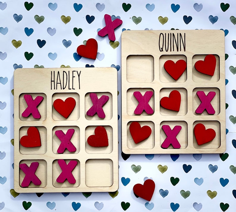 Valentines Day Tic Tac Toe, Valentine Basket, Kids Toddler Valentine Basket Stuffer, Valentines Gift for Kids, Valentines Game Class Gift image 1