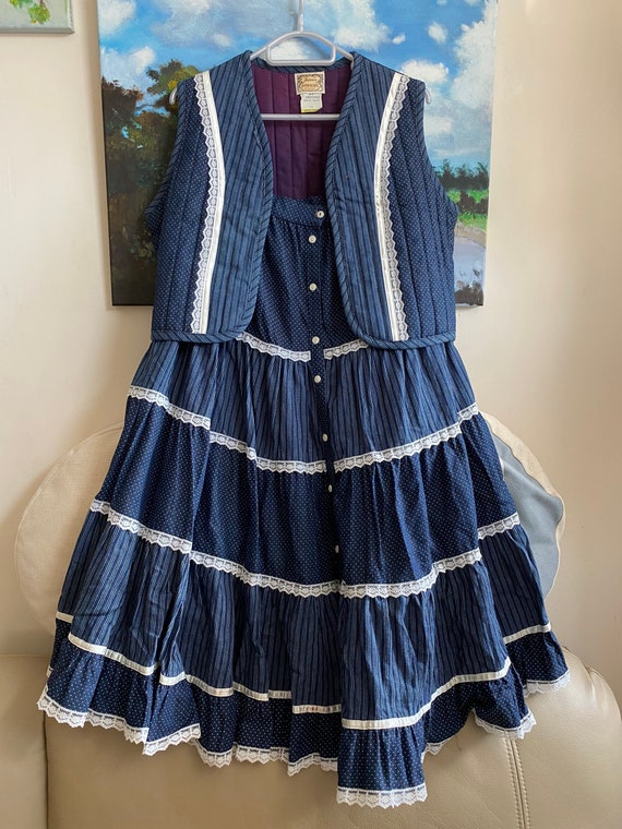 Vintage Gunne Sax by Jessica Gunnies Navy denim po
