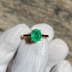 14k Gold Emerald Ring | 1.55 Carats | Oval Emerald Ring | May Birthday Gift | Minimal Ring | Classic Emerald Ring | Emerald Engagement