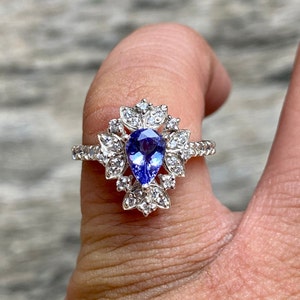 Vintage Tanzanite Ring Engagement Ring,Unique Women Bridal Promise Ring ,Anniversary Promise Ring ,Christmas Gift