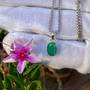 Natural Zambian Emerald Pendant: Sterling Silver Birthstone Necklace