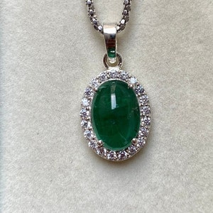 Certified 4.50 Carats Emerald Necklace in Sterling Italian Chain Birthday Gift For Her And Anniversary Present