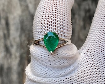 Pear Emerald Ring: 2.15 Carat, Refined Green Birthstone
