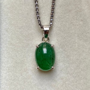 Emerald Birthstone Pendant: 6.15 Carat Zambian Emerald, Sterling Silver