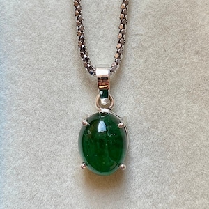 Emerald Birthstone Pendant: 5.65 Carat Zambian Emerald, Sterling Silver