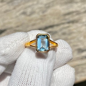 Emerald Cut Ring |Aquamarine Ring | Engagement Ring |Aquamarine Gold Ring |Natural Aquamarine |Promise Ring |Vintage Aquamarine |Emerald Cut