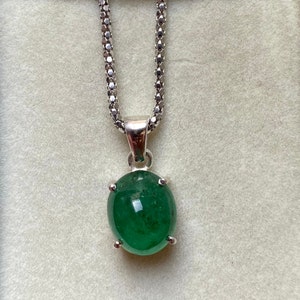 6.60 Carat Zambian Emerald Pendant: Sterling Silver Necklace