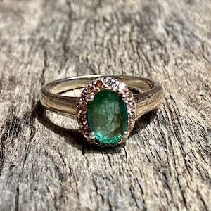 Fine Natural Emerald Ring | 1.00 Carats | Certified Emerald Ring | Oval Cut Emerald | Gift For Her | Cluster Emerald Ring | Anniversary Gift