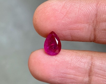 2.47 Ct Natural Burma Ruby | Pear Cut | Blood Red | 10 × 7 mm | Eye Clean Loose Ruby | Earth Mined | July Birthstone | Fine Jewelry Stone