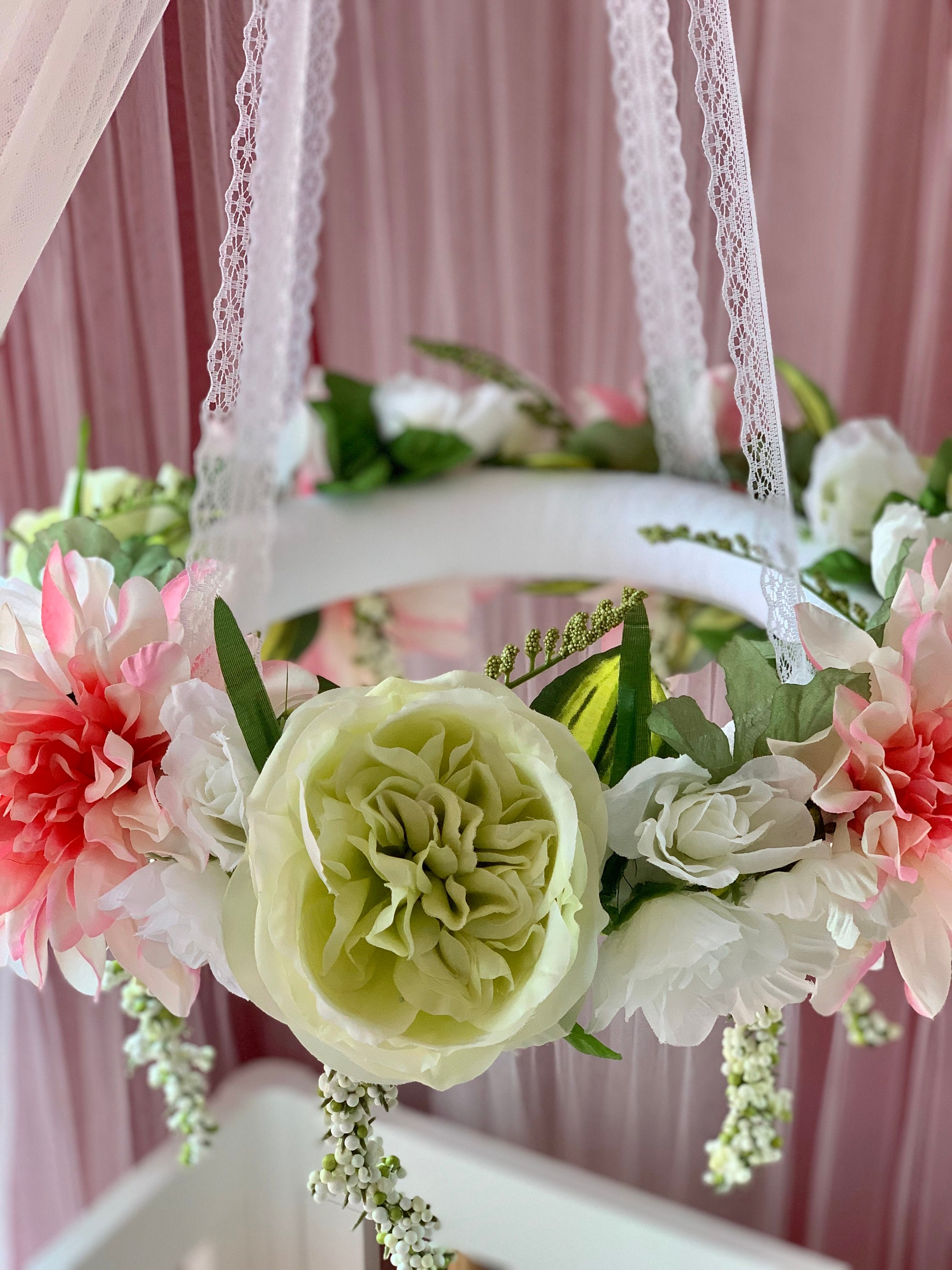 CUSTOM Floral Crib Mobile Baby Girl Nursery Floral Decor Etsy