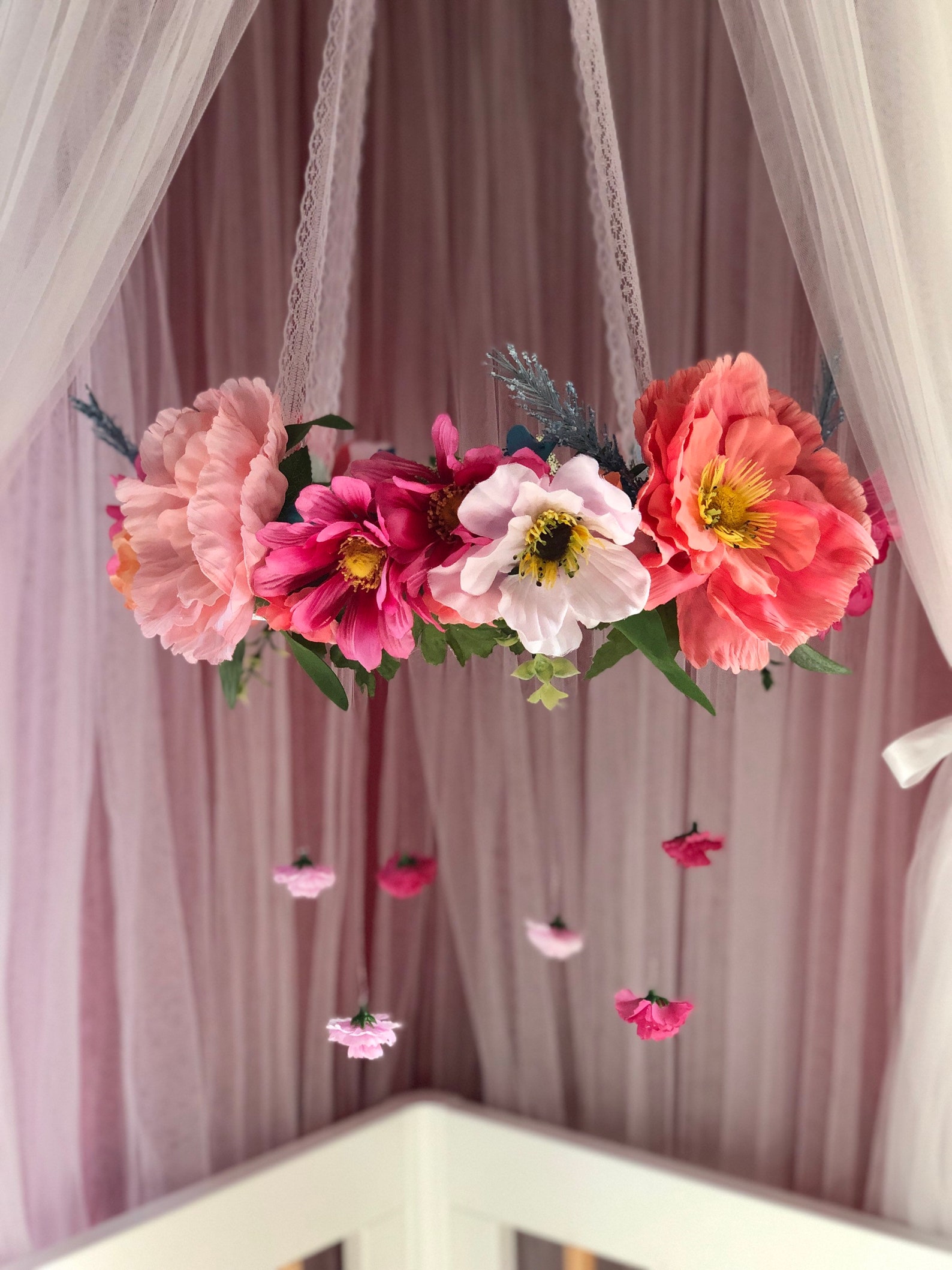 CUSTOM Floral Crib Mobile Baby Girl Nursery Floral Decor Etsy