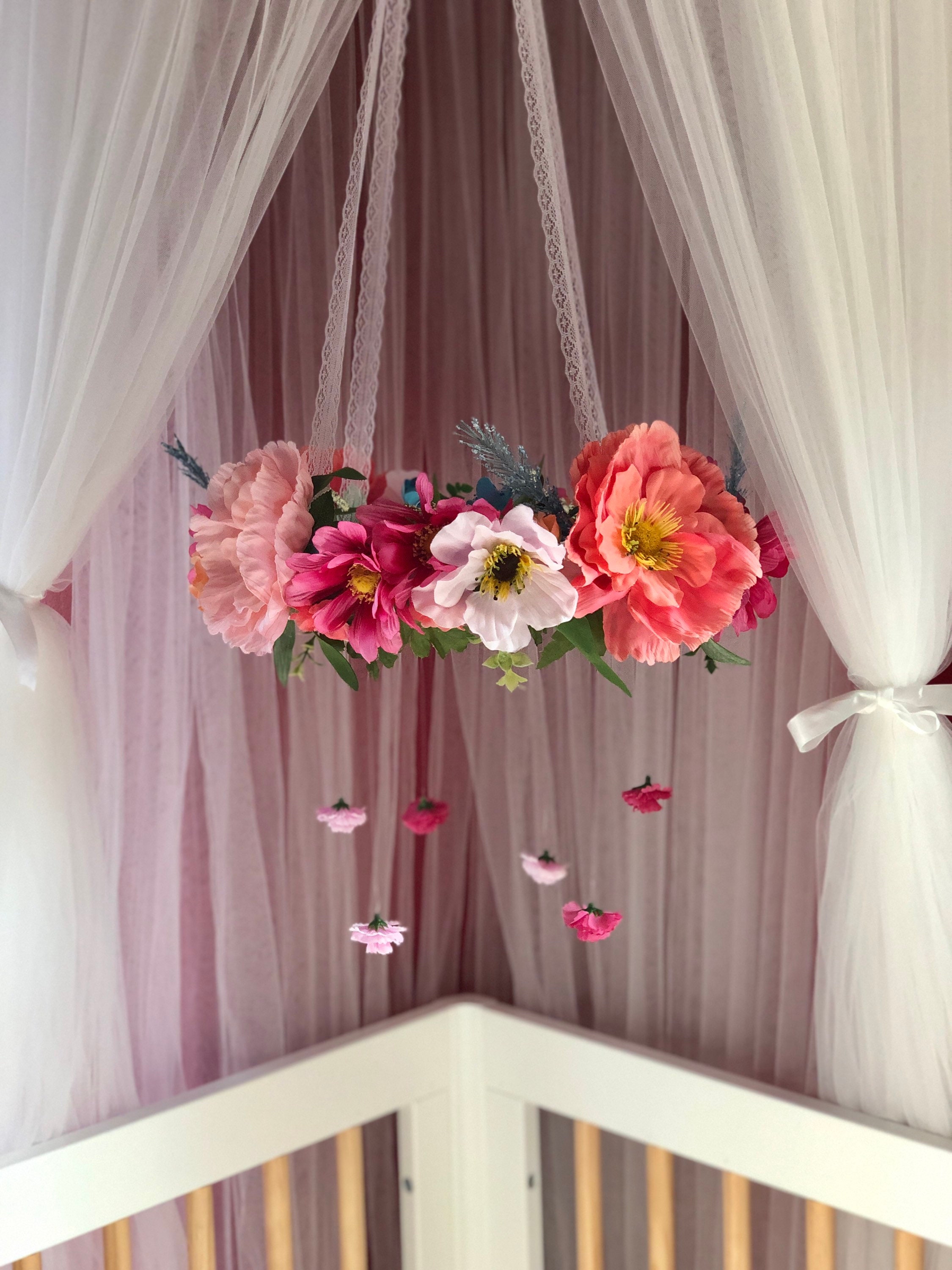 CUSTOM Floral Crib Mobile Baby Girl Nursery Floral Decor Etsy