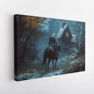 Geralt of Rivia Canvas Print, Witcher Canvas Print, Witcher Painting, Witcher Gift, Witcher Wall Art, Witcher Home Decor, Witcher Artwork