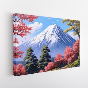 Mount Fuji Canvas Print, Mount Fuji Painting, Japanese Art, Japan Wall Decor, Mount Fuji Wall Decor, Japanese Poster, Mount Fuji Poster