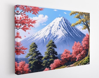 Mount Fuji Canvas Print, Mount Fuji Painting, Japanese Art, Japan Wall Decor, Mount Fuji Wall Decor, Japanese Poster, Mount Fuji Poster