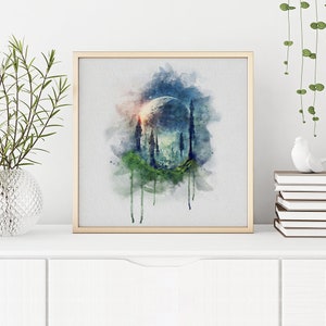 Planet Endor Watercolor Printable, Star Wars Art Print, Star Wars Poster, Star Wars Printable