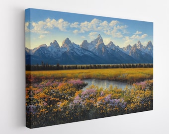 Grand Teton Canvas Print, Nature Wall Art, Grand Teton National Park Decor, Wyoming Park, Teton Mountain Art, Rustic National Park Art