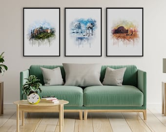Set of 3 Star Wars Watercolor Prints, Star Wars Prints, Star Wars Gift, Star Wars Wall Art