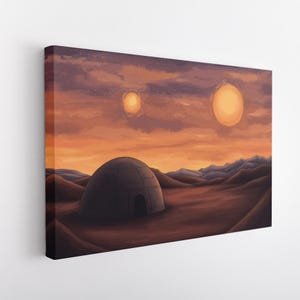 Tatooine Canvas Print, Tatooine Painting, Star Wars Painting, Star Wars Wall Art, Star Wars Gift, Star Wars Decor, Star Wars Poster Print