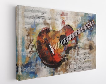 Guitar Canvas Print, Guitar Painting, Framed Guitar Wall Art, Guitar Decor Gift, Guitar Clef Sign, Guitar Poster Print, Guitar Home Decor