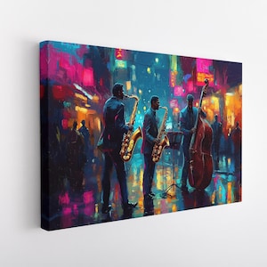 Jazz Musicians Canvas Print, Jazz Musicians Painting, Jazz Club, Jazz Street Music, Jazz Band, Jazz Night Club, Jazz Wall Decor, Jazz Decor