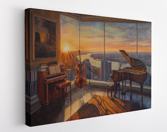 Music Room Canvas Print, Music Wall Decor, Music Notes, Music Instruments Decor, Music Wall Art, Music Painting, Musicians, Musical Art