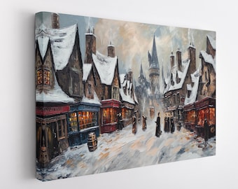 Wizard Castle Canvas Print, Wizard Academy Wall Art, Wizard Themed Canvas Print, Wizard Magic School Painting, Wizard Castle Painting
