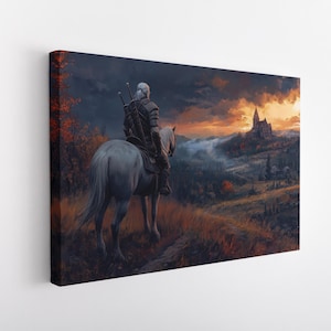 Witcher Canvas Print, Witcher Painting, Witcher Poster Print, Geralt of Rivia Canvas, Witcher Gift, Witcher Wall Art, Geralt of Rivia Poster