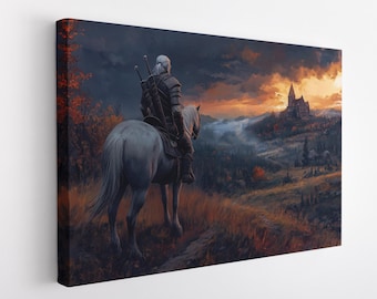 Witcher Canvas Print, Witcher Painting, Witcher Poster Print, Geralt of Rivia Canvas, Witcher Gift, Witcher Wall Art, Geralt of Rivia Poster