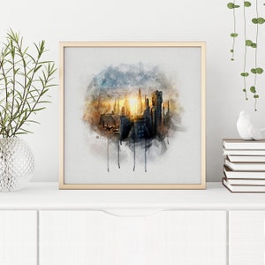 Planet Coruscant Watercolor Printable, Star Wars Printable, Star Wars Wall Art, Star Wars Art Poster