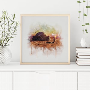 Tatooine Watercolor Printable, Tatooine Art Print, Star Wars Printable, Star Wars Poster, Tatooine Wall Art