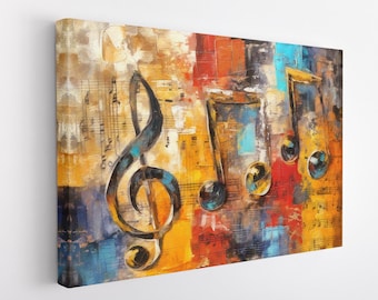 Music Notes Canvas Print, Music Notes Painting, Music Themed Art, Music Wall Decor, Music, Clef Sign Art, Clef Sign Painting, Music Wall Art