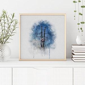 Witcher Watercolor Printable, Witcher Printable Emblem, Witcher Printable Art, Witcher Poster Print, Geralt of Rivia