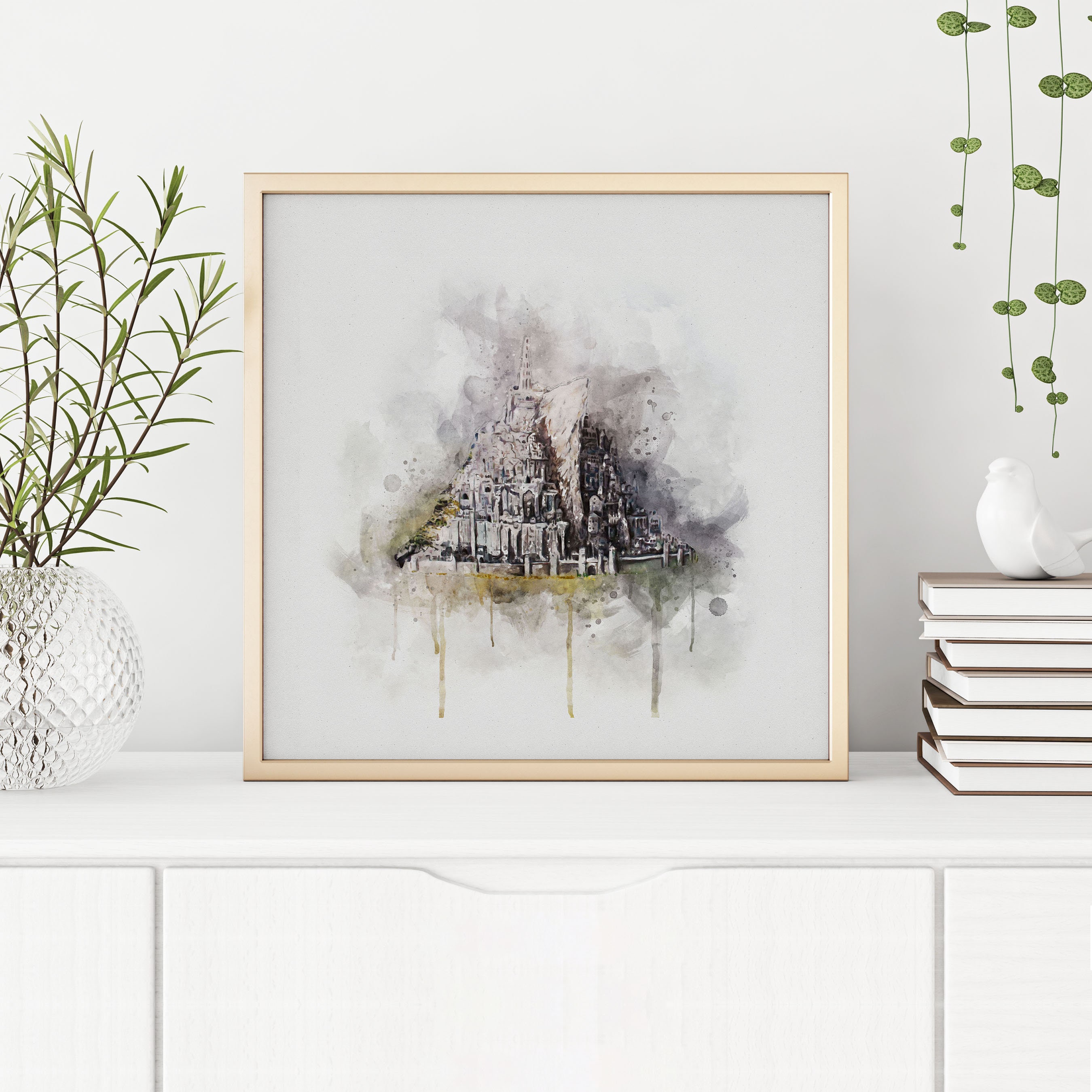 Minas Tirith Framed Print. 16 x 16 inches 3 Frame Colors. -  Portugal