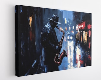 Jazz Canvas Print, Jazz Musician Abstract Painting, Jazz Wall Decor, Jazz Instrument, Jazz Club, Jazz Artist, Jazz Wall Decor, Music Decor