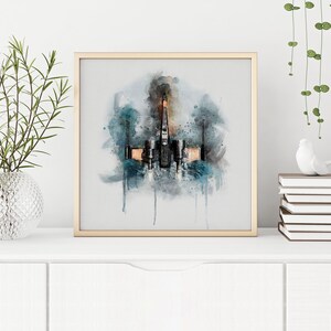 X-wing Fighter Watercolor Printable, X-wing Art Print, Star Wars Art Print, Star Wars Printable Art, Star Wars GIFT