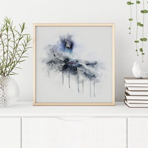 X-Wing Fighter vs Tie Fighter Watercolor Printable, Star Wars Art Print, Star Wars GIFT, Star Wars PRINT